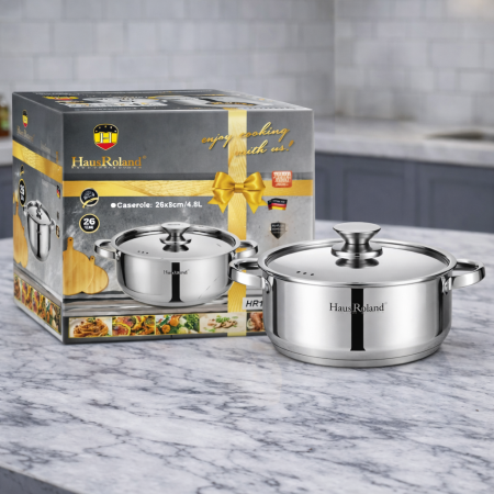 طنجره ستانلس ستيل HausRoland مقاس 28 سم – موديل HR195-3